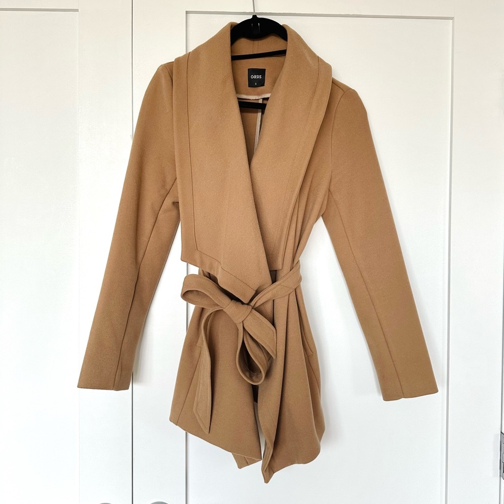 (SOLD) Oasis Drape Belted Coat - Camel